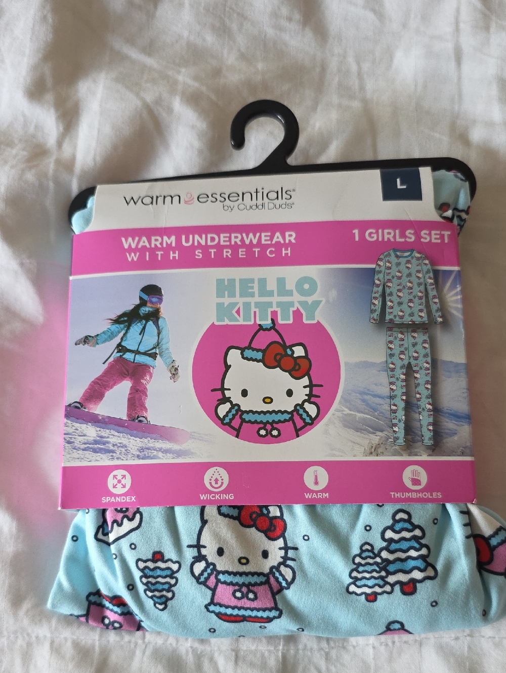 Cuddl Duds Hello Kitty Light Blue Girls Thermal Set